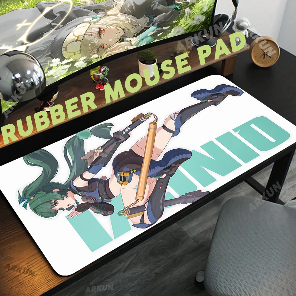 Hot Pretty Kawaii Qing Yi Fashion Cool Zenless Zone Zero Game Desk Mouse Pad Large XXL 90X40 Gaming Desk Table Rubber Mat