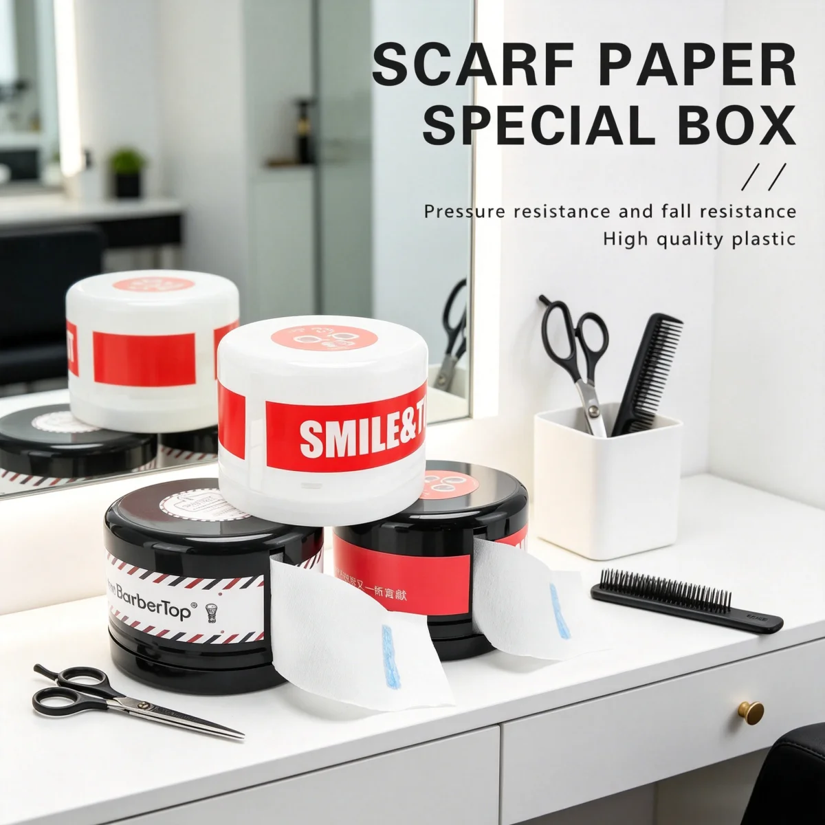 Barber Neck Strip Paper Dispenser Box,Pressure Resistant Plastic Disposable Neck Scarf Tissue Storage Case Salon Hairdressing
