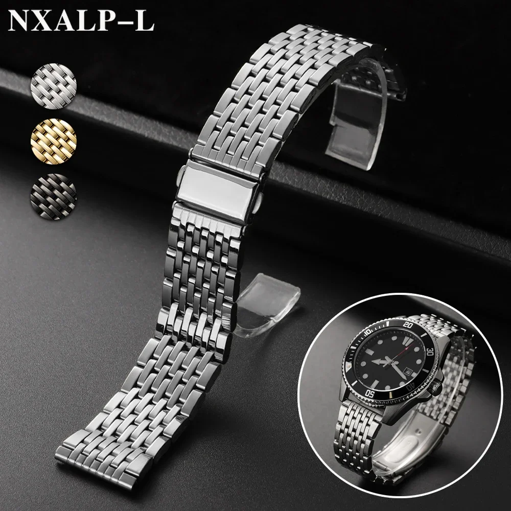 Edelstahl-Uhrenarmband 18 mm 20 mm 22 mm für Longines für Seiko-Armband, faltbare Sicherheitsschnalle, universelles Armband, Uhrenzubehör
