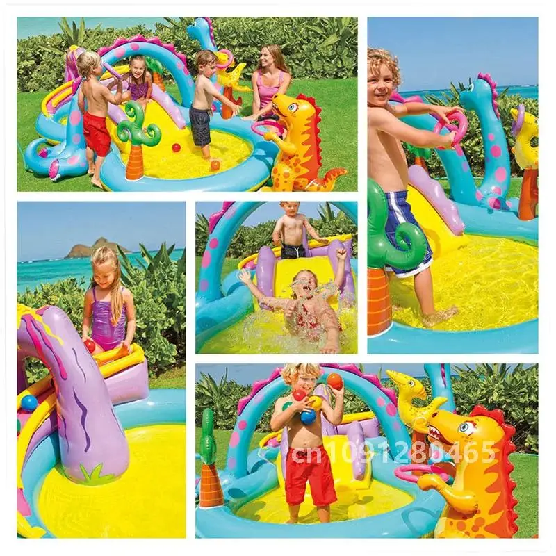 Big Children's Inflatable swimming pool Floats Slide Dinosaur Castle for kids pools summer toys water play games baby piscina