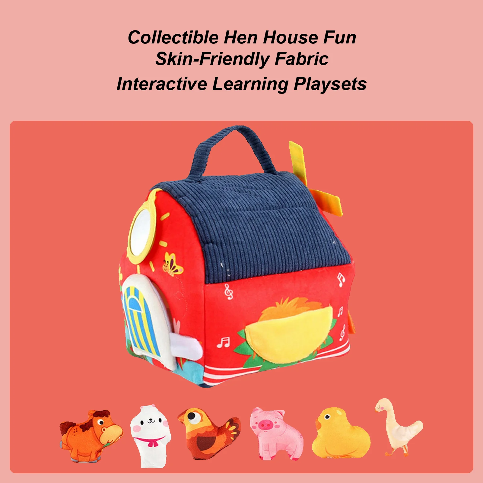 Giocattoli da fattoria di peluche Animali di peluche interattivi per lo sviluppo portatili morbidi Giocattoli sensoriali Fienile di peluche per ragazzi Ragazze Bambini Famiglia