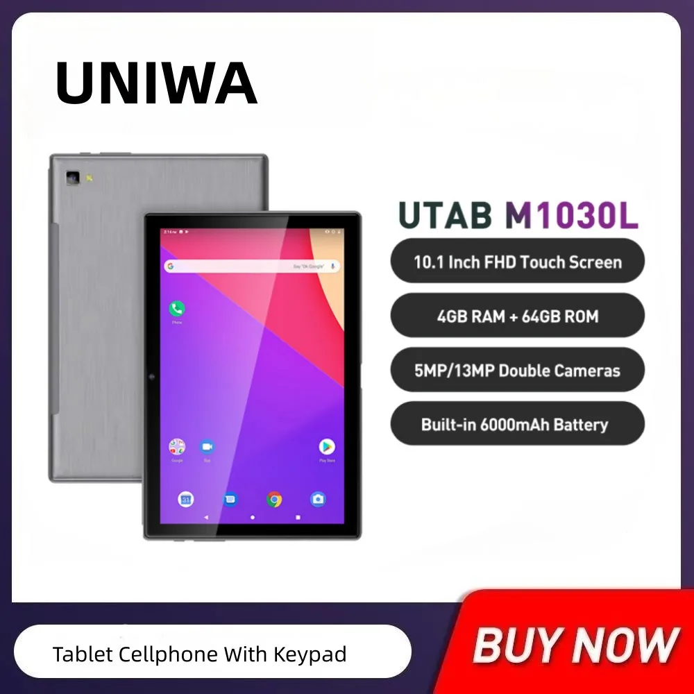 UNIWA UTAB M1030L Android 9,0 4G планшетный ПК телефон 5.0MP / 13.0MP 10,1 дюймов 4 Гб 64 Гб двойной SIM вызов сенсорный планшет мобильный телефон