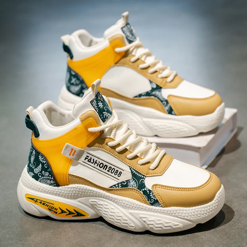 

Men's high-top sports shoes, trendy, versatile and comfortable thick-soled casual running dad trendy shoes