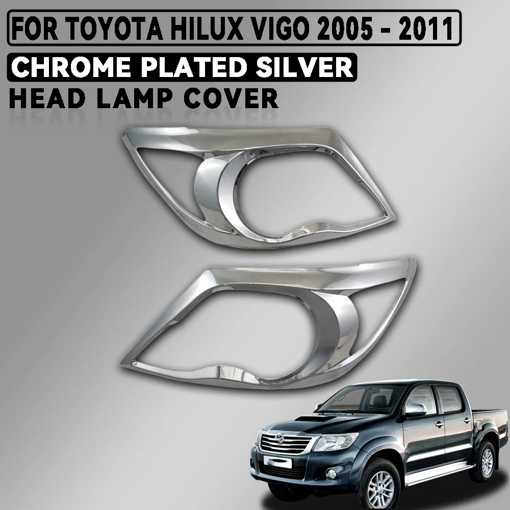 

Abs Silver and Matte Black Car Head Lamp Cover Trim For Toyota Hilux Vigo 2005 - 2011 Car Accessories Exterior Decorate