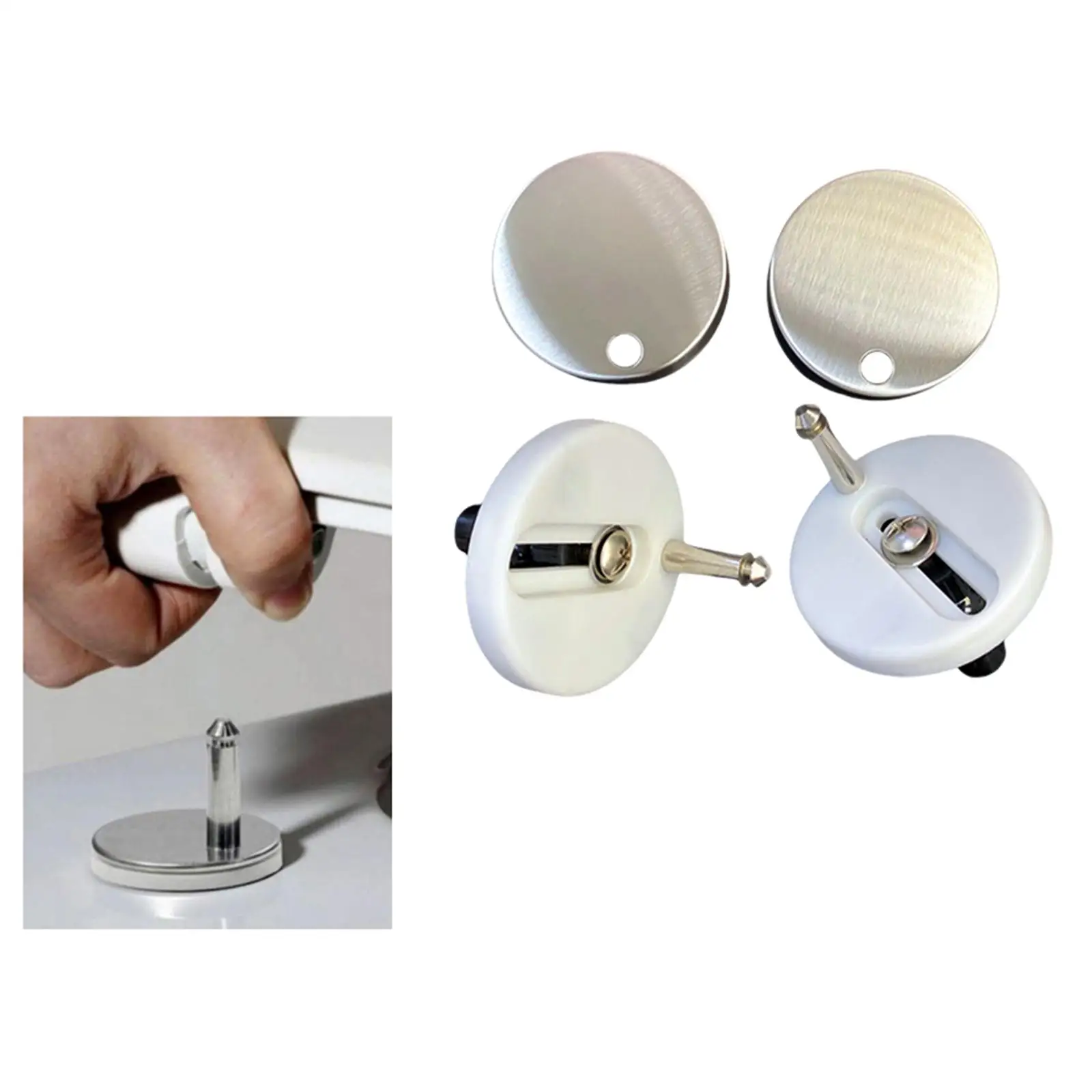 2x Toilet Seat Hinges Fix Nuts Screws Replacement Professional for Home Stainless Steel 60mm Diameter Toilet Lid Fixings