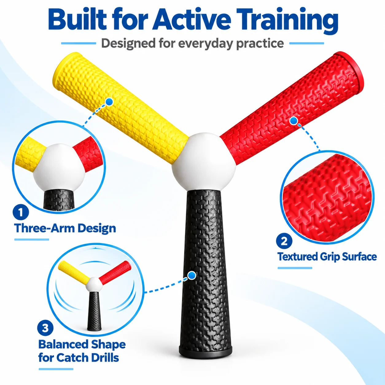 Reaction Catch Trainer, 3 Arm Hand Eye Coordination Training Stick, Reflex Speed Practice Aid for Sports Fitness and Family Play
