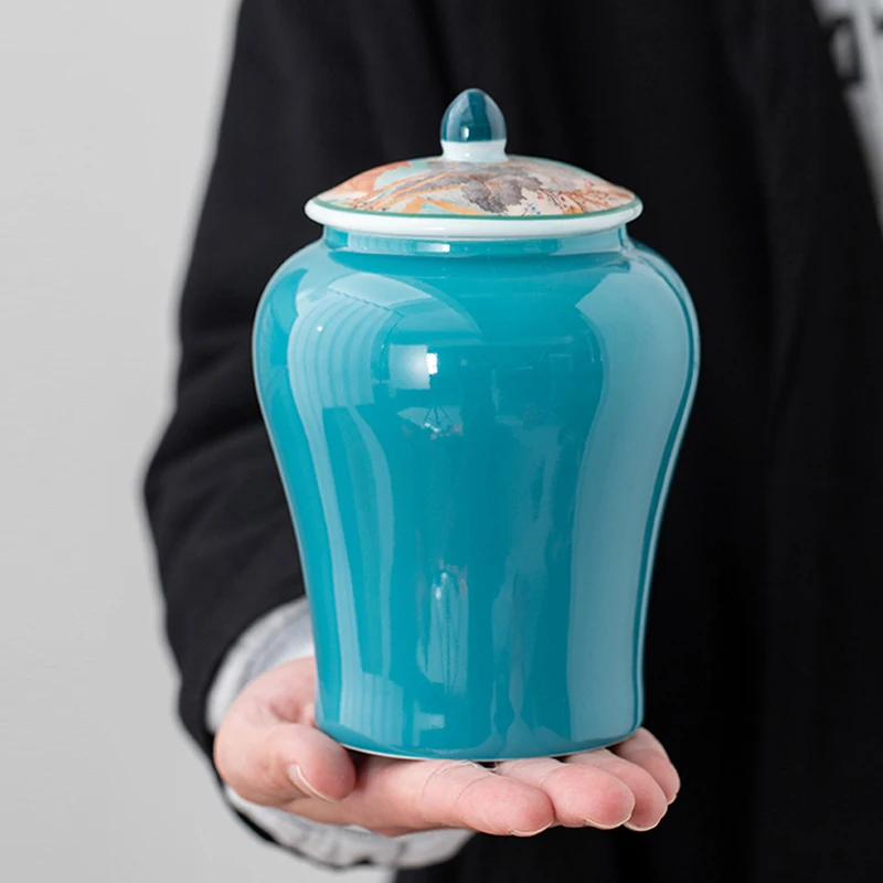 

Керамическая чайная банка в Европейском стиле, деликатная двойная банка для конфет, сухих фруктов, герметичная коробка для спальни, настольного декора, шкатулка для ювелирных изделий, ваза ручной работы