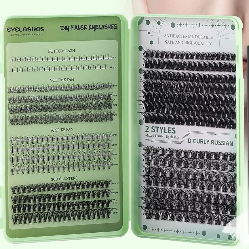 Cílios postiços individuais mistos, maquiagem diy, fofos, densos, de longa duração, segmentados, pacotes diários