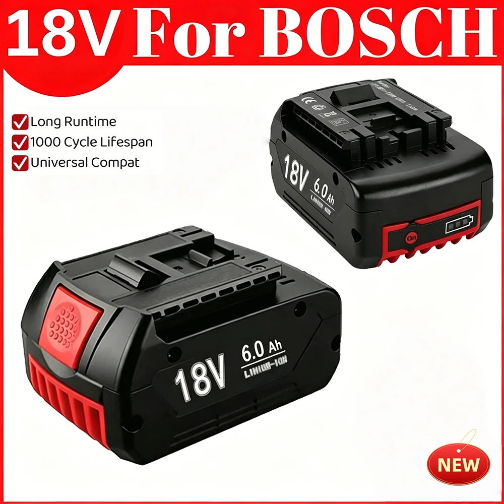 

For BOSCH 18V 6.0Ah Lithium-ion Battery 6000mAh BAT609 BAT618 BAT619 BAT620 GSR GSB Professional Power Tool Battery akku