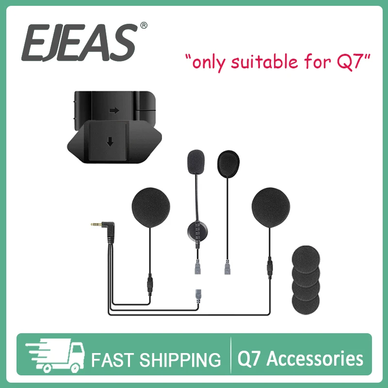 

EJEAS 2 in1 3.5mm Headset with Foam Speaker Microphone Mounting Clip Double-Sided Tape Base for Q7 Motorcycle Bluetooth Intercom