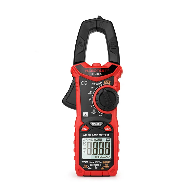 Habotest HT206B High Quality Smart Digital Clamp Multimeter Auto Range Automatic Frequency Ohm AC Ammeter Capacitance
