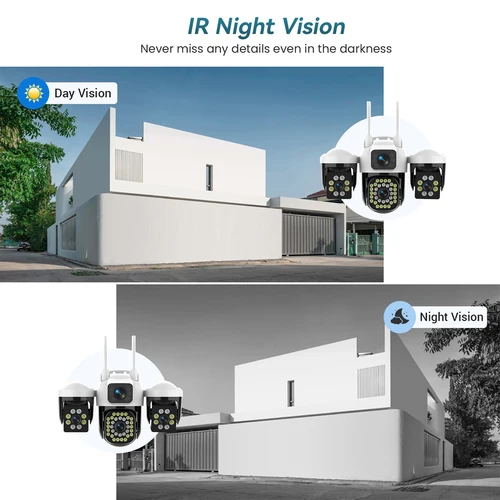 Imagen 2 del producto Cámara IP WiFi de 15MP, 8K, 3 lentes, 3 pantallas, cámara de vigilancia PTZ IP para exteriores, impermeable, seguimiento automático, cámara CCTV de seguridad YOOSEE