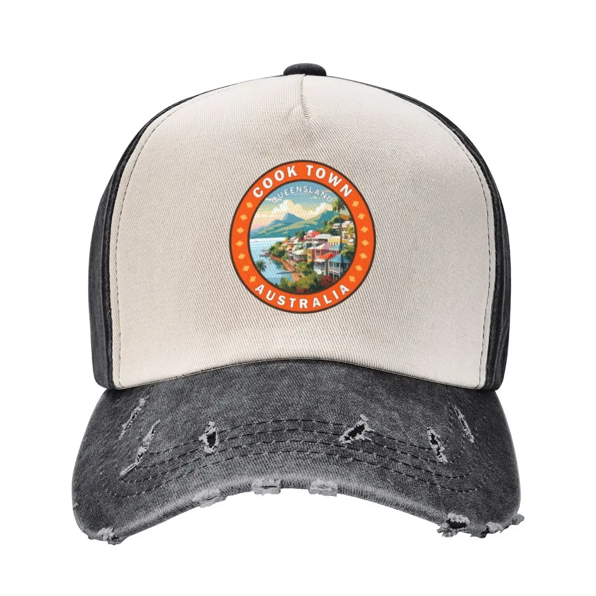 

Cooktown Queensland Australia Travel Art Badge Baseball Cap Luxury Hat Rugby Custom Cap Designer Hat Men's Caps Women's