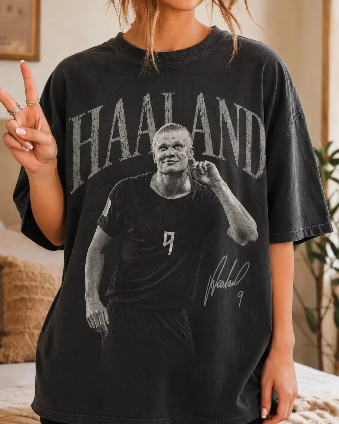 Vintage Haaland Vikings Graphic T-Shirt Men Women Summer 100 Cotton Clothing Oversize High Quality Short Sleeved Top Streetwear