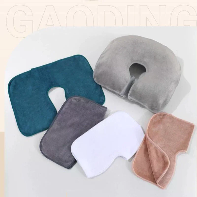Microfiber Head Pad Towels U-Shaped Facial Pillow Covers Thickened Headrest Cushion Facial Care Beauty SPA Massage Supplies