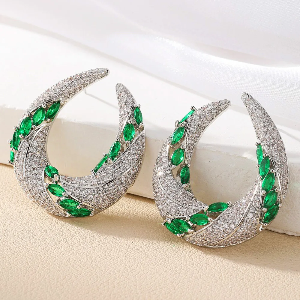 

Missvikki Luxury Crossover Circle Micro Cubic Zirconia Pave Women Wedding Bridal Party Engagement Earrings Jewelry Party Gift
