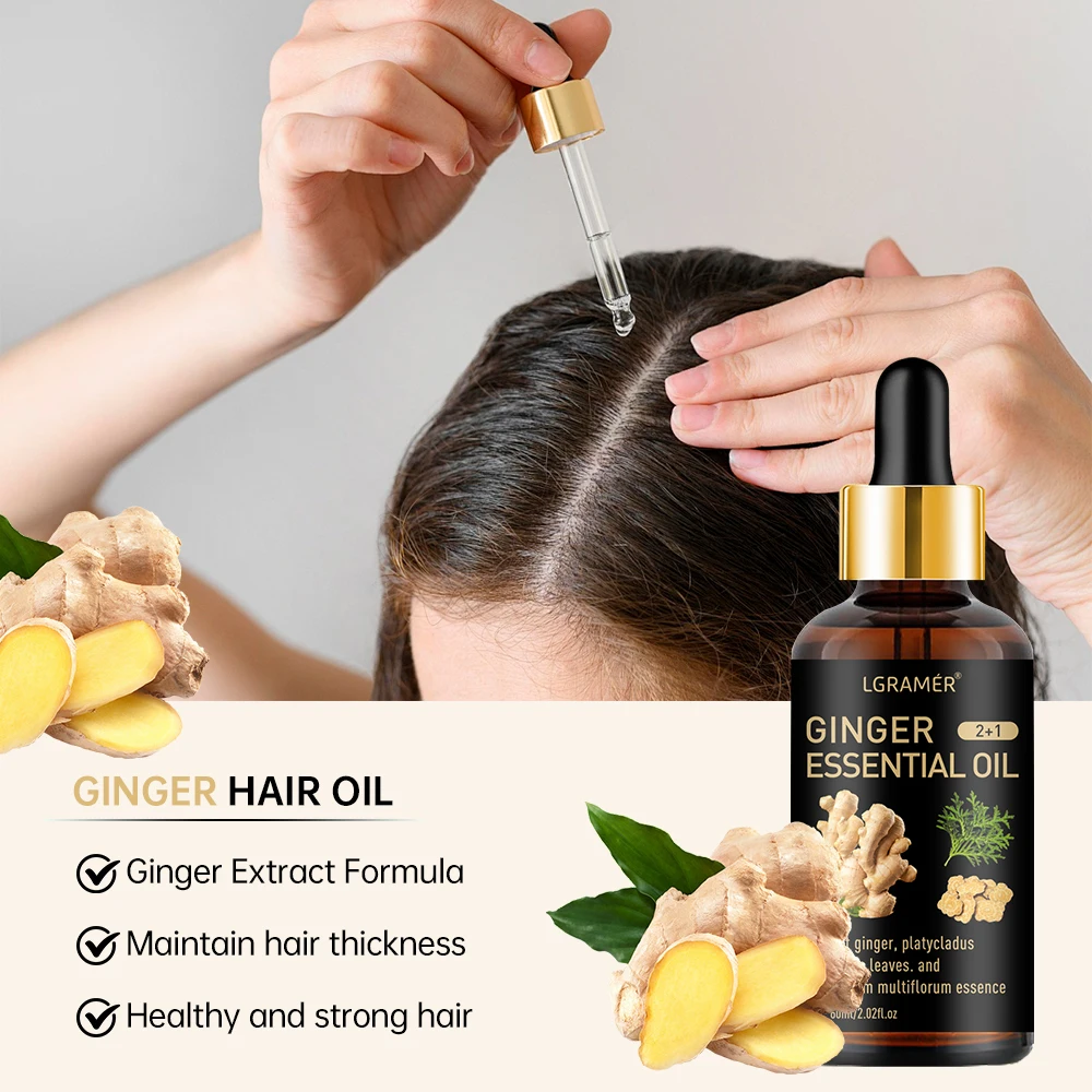 Natural Ginger Plant Hair Growth Oil Preventing Hair Dryness Split Moisturizing Gentle Nourishing Glossy Organics Hair Care Oil