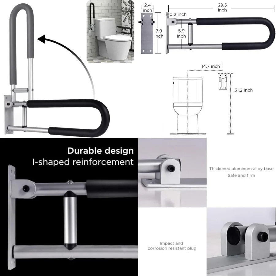 

Handicap Grab Bars Rails 30 Inch Toilet Handrails Bathroom Safety Bar Hand Support Rail Handicapped Handrail Accessories for Se