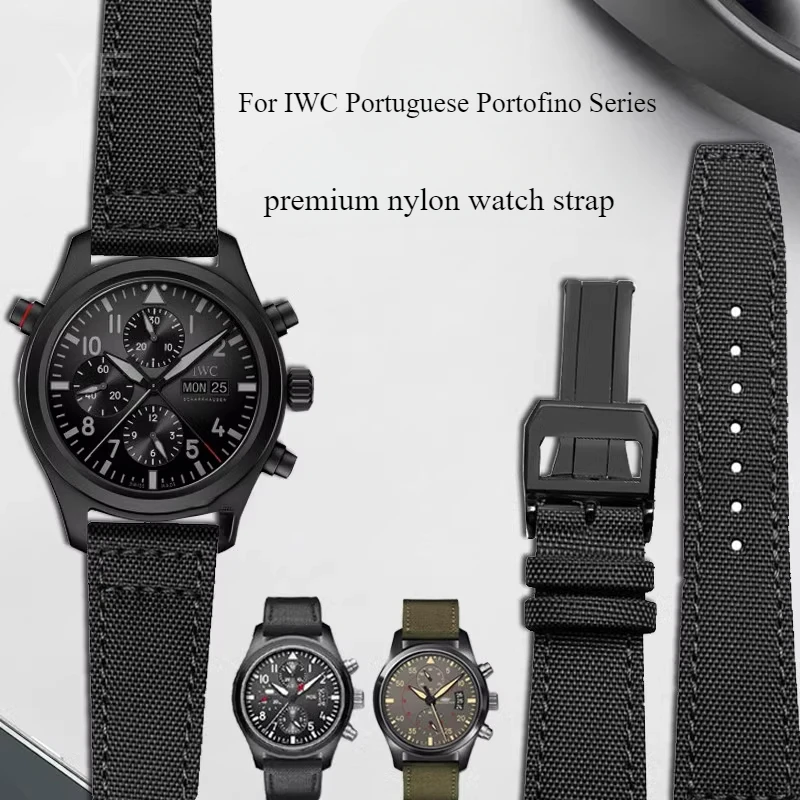 IWC 포르투갈어 Portofino Le Petit Prince 시리즈 솔리드 스틸 버클 통기성 땀 방지 나일론 캔버스 시계 스트랩 20 21 22mm