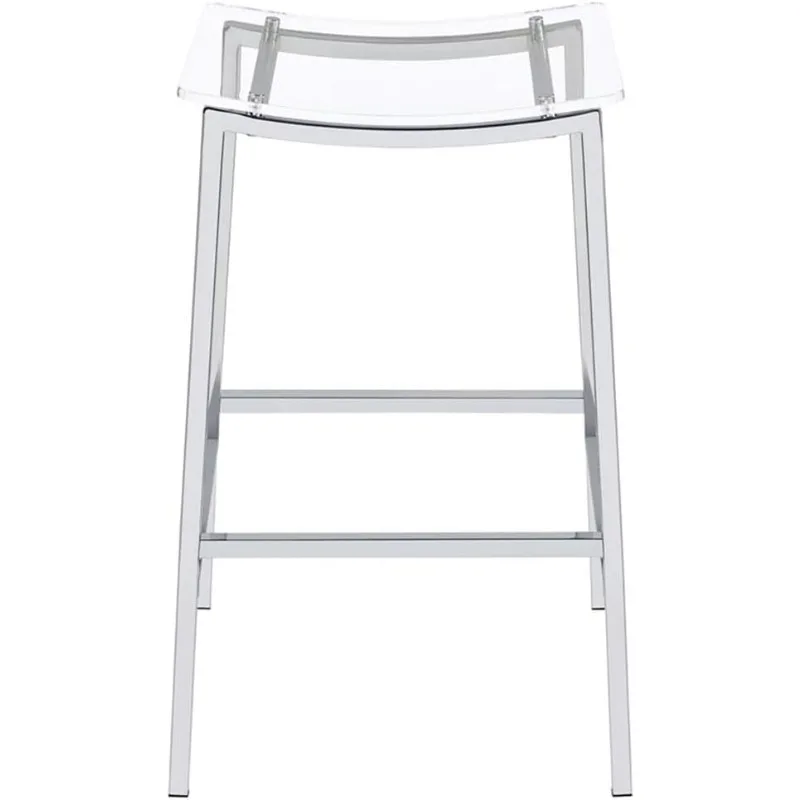 ของตกแต่งบ้าน 2 ชิ้น เก้าอี้เคาน์เตอร์อะคริลิคไม่มีพนักพิง โครงโครเมี่ยม ที่วางเท้า - ห้องครัว, ห้องรับประทานอาหาร