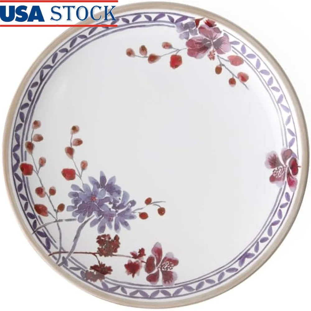 

Premium Porcelain Round Salad Plate 8.5in Provencal Design Dishwasher Microwave Safe Ideal Breakfast Desserts Catering