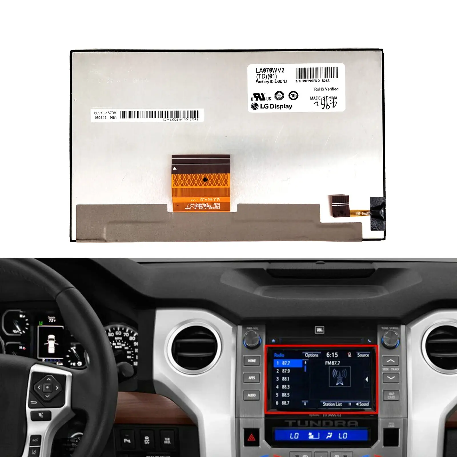 Imagem -04 - Polegada Lcd para Toyota Tundra 20142023 Rádio Navegação Display Lcd Tela La070wv2 Td01 Novo