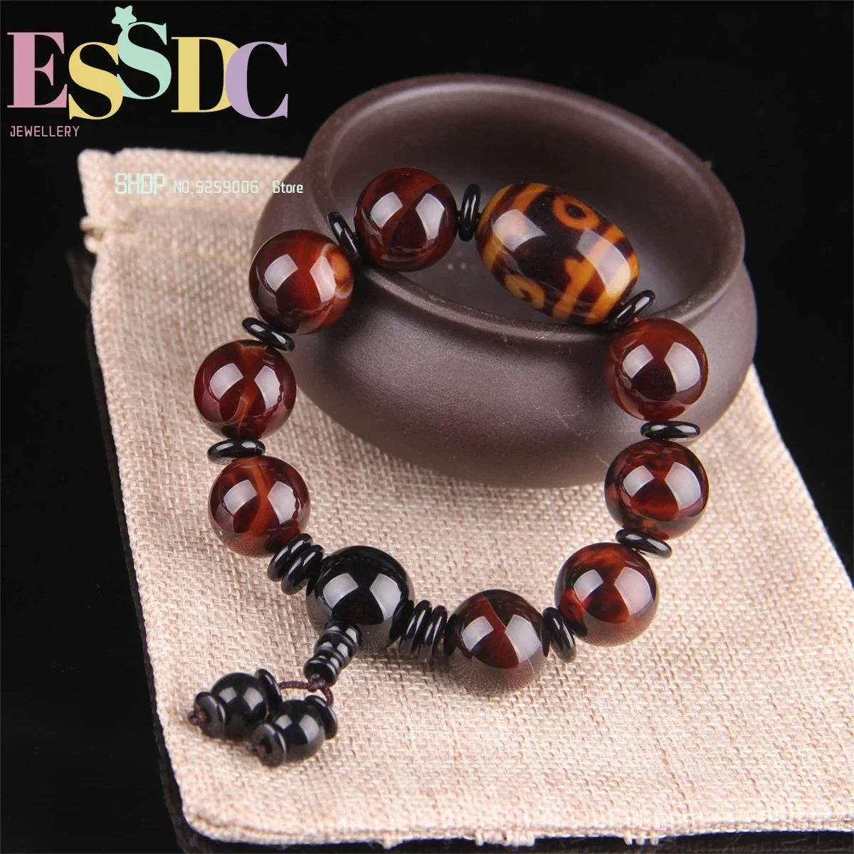 New Natural Onyx Bracelet Men's Wholesale Old Mine Carnelian Wrapped Silk Beads Crystal  Ethnic Style Retro  Personality Charm