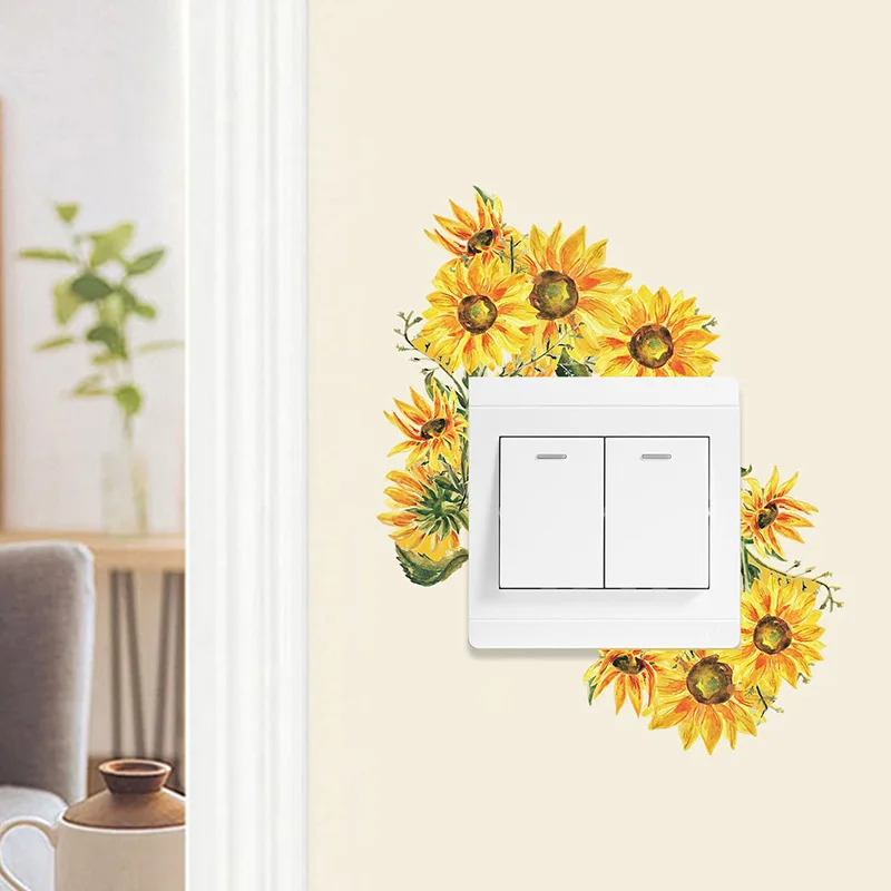 

1pc Flower Switch Sticker DIY Green Leaves Plants Wall Sticker Tropical Switch Wallpaper PVC Wall Decal Home Decor Decorations