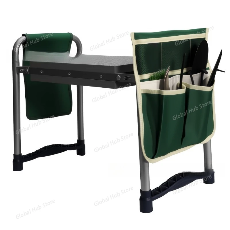 Folding Garden Kneeler Stool Bench Tool Pouch Storage Bag Protect Knees Sturdy Pad Seat Bearing Multi Pockets