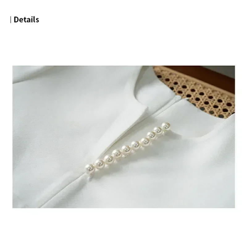 Kuzuwata V Neck Chic Heavy Beading Three-quarter Sleeve T-Shirts Casual Solid Fashion Pullover Tees 2024 Summer New Women Tops