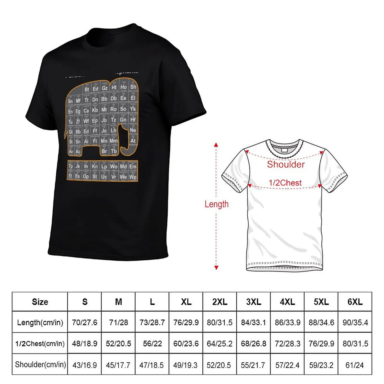 Periodic Fable of Elephants T-Shirt street wear rapper graphic tees cute tops Men's clothing