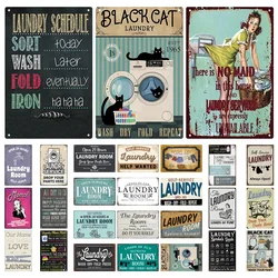Laundry Vintage Tin Sign Funny Metal Plaque Pin Up Girl Retro Plate Wall Art Painting for Home Room Washroom Posters Decor