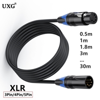 XLR 3pin 4Pin 5pin Male to Female Supply Cable extend Cord 1m 2m 5m-30m for DSLR Camera Monitoring DMX audio mixing console