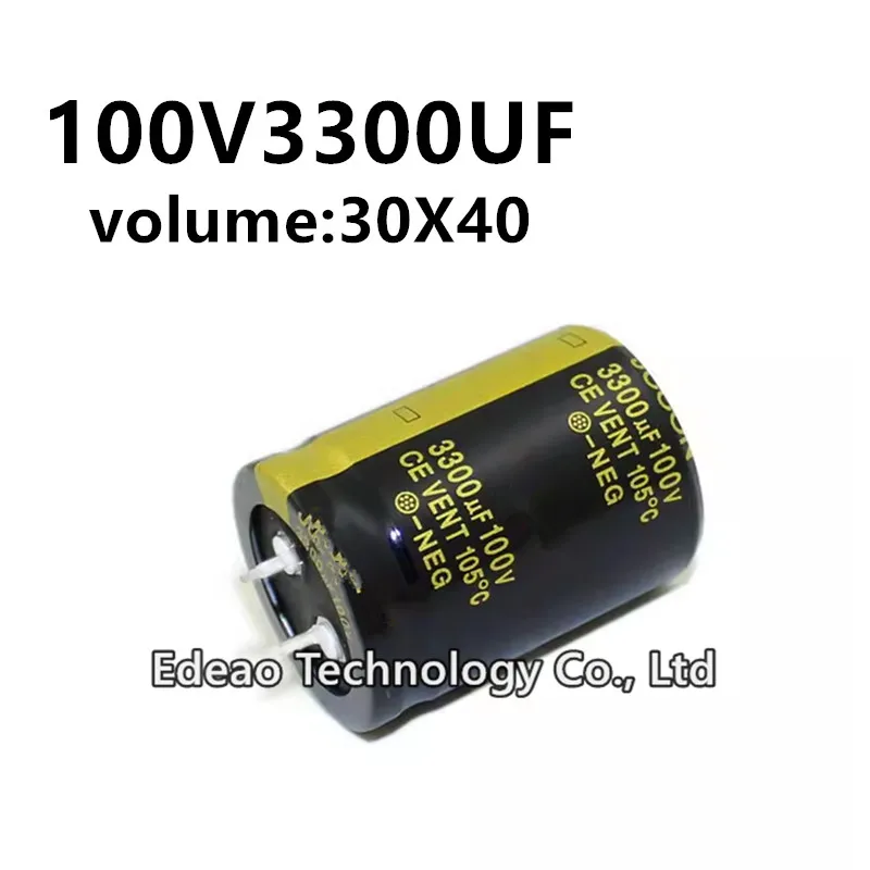 

2Pcs/lot 100V 3300UF 100V3300UF 3300UF100V volume: 30x40 mm audio power amplifier inverter aluminum electrolytic capacitor