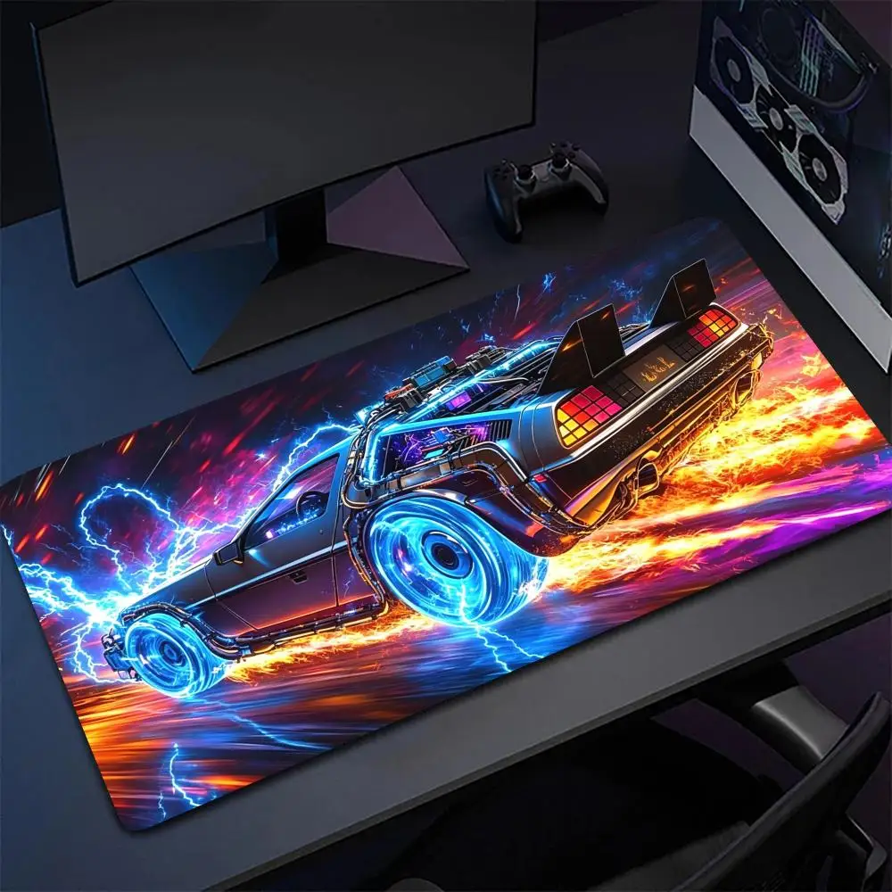 Neon Cyberpunk Car Mousepad Table Mat Playmat Glowing Anti Fade Color Anime Games Pads For Desktop