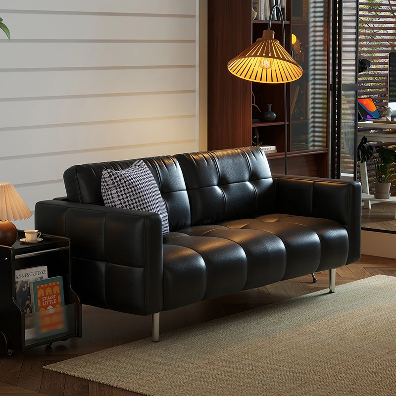

Leather Black Sofas Living Room Italian Family Minimalist Sofas Designer Luxury Salas Y Sofas Muebles Economicos Furniture