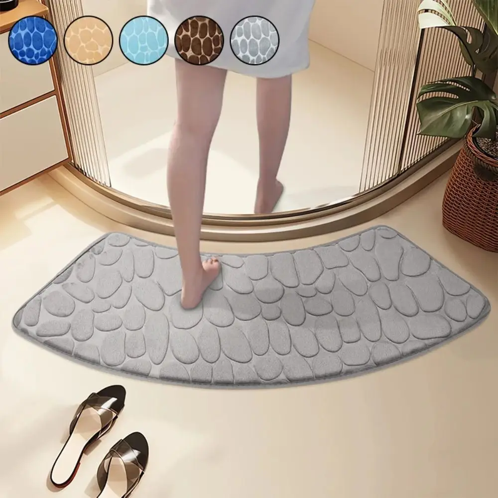 

Practical Curved Bath Mat Non-slip Cobblestone Bathroom Floor Mat Soft Thickened Shower Doormat