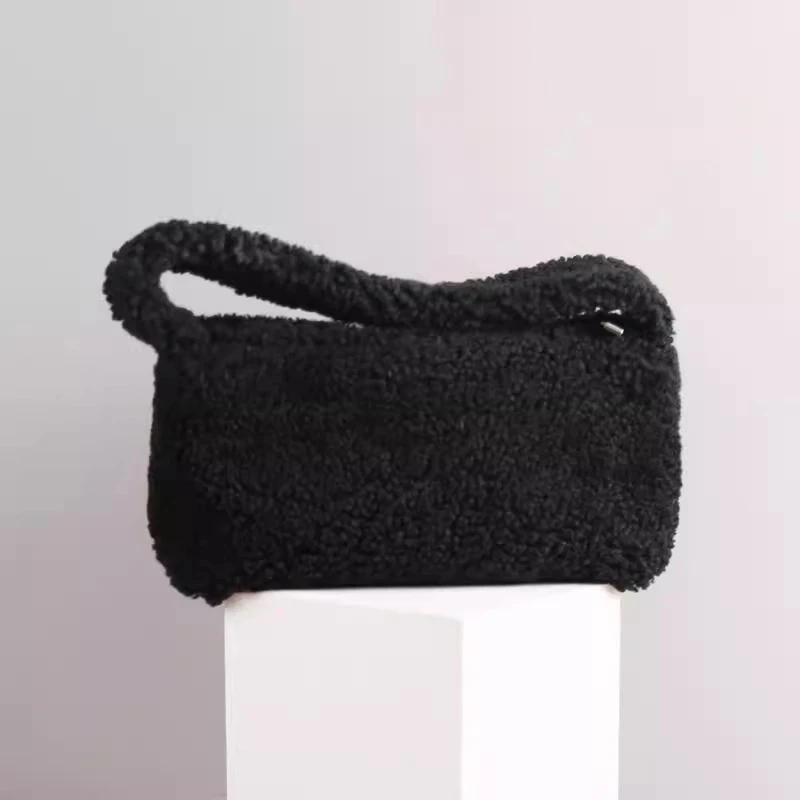 

Hand-Held Bag Ladies Genuine Leather Luxury Clutch Wool Skin Storage Cell Phone Bag Fashion Women Handbag