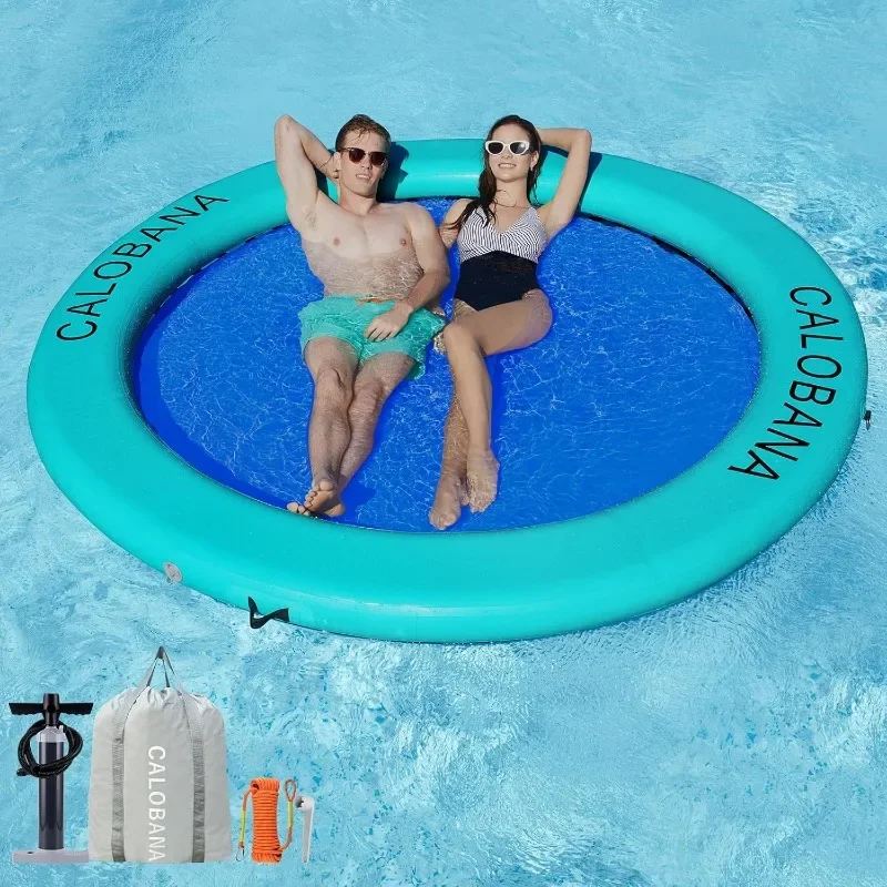 

Round Floating Ring Inflatable Water Hammock River Floats Lake Raft Adults Tanning Pool Lounger Float Island Platform Pad Mat