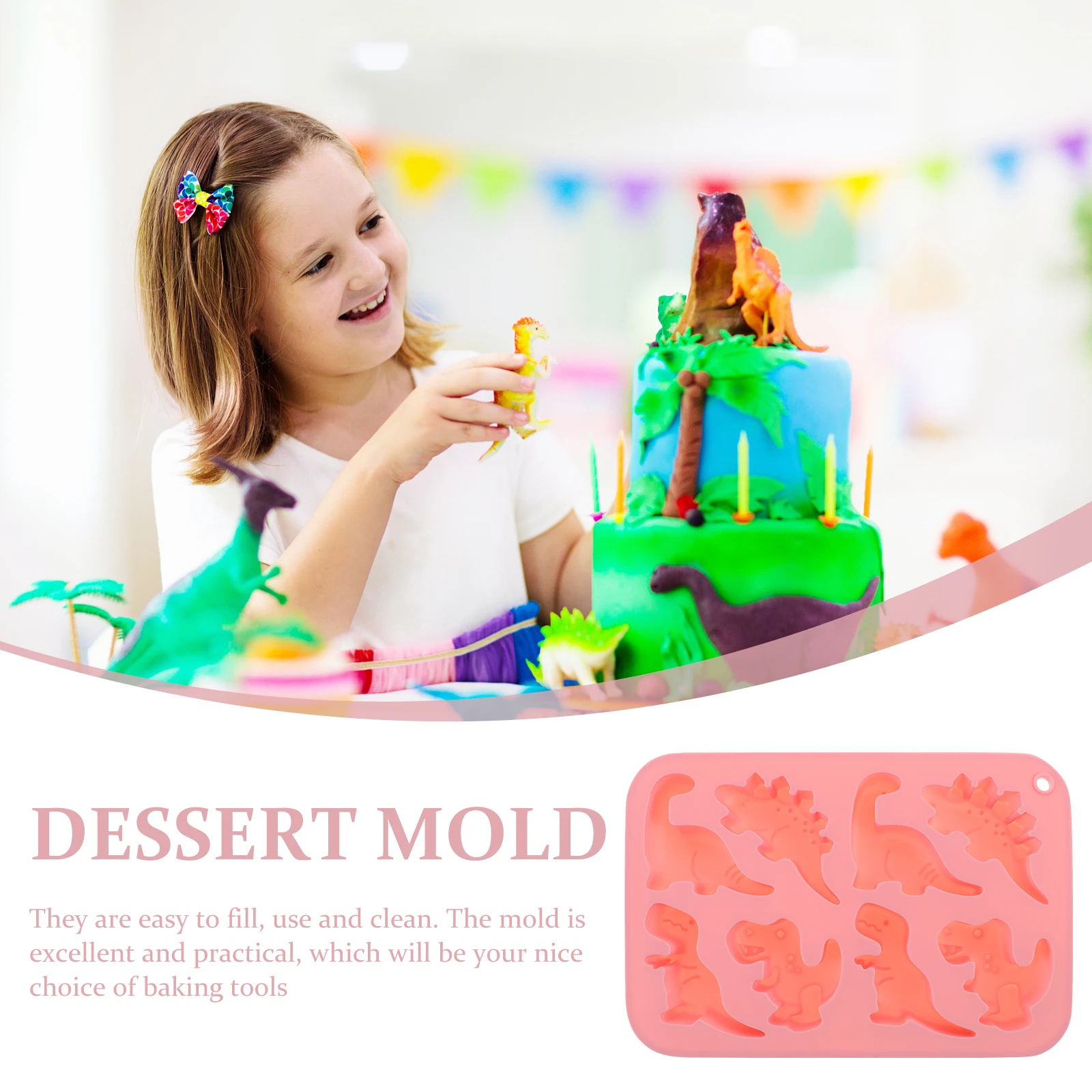 

Dinosaur Cake Molds Silicone Pink Non-stick Chocolate Candy Baking Supplies molds for DIY Food Party Tools