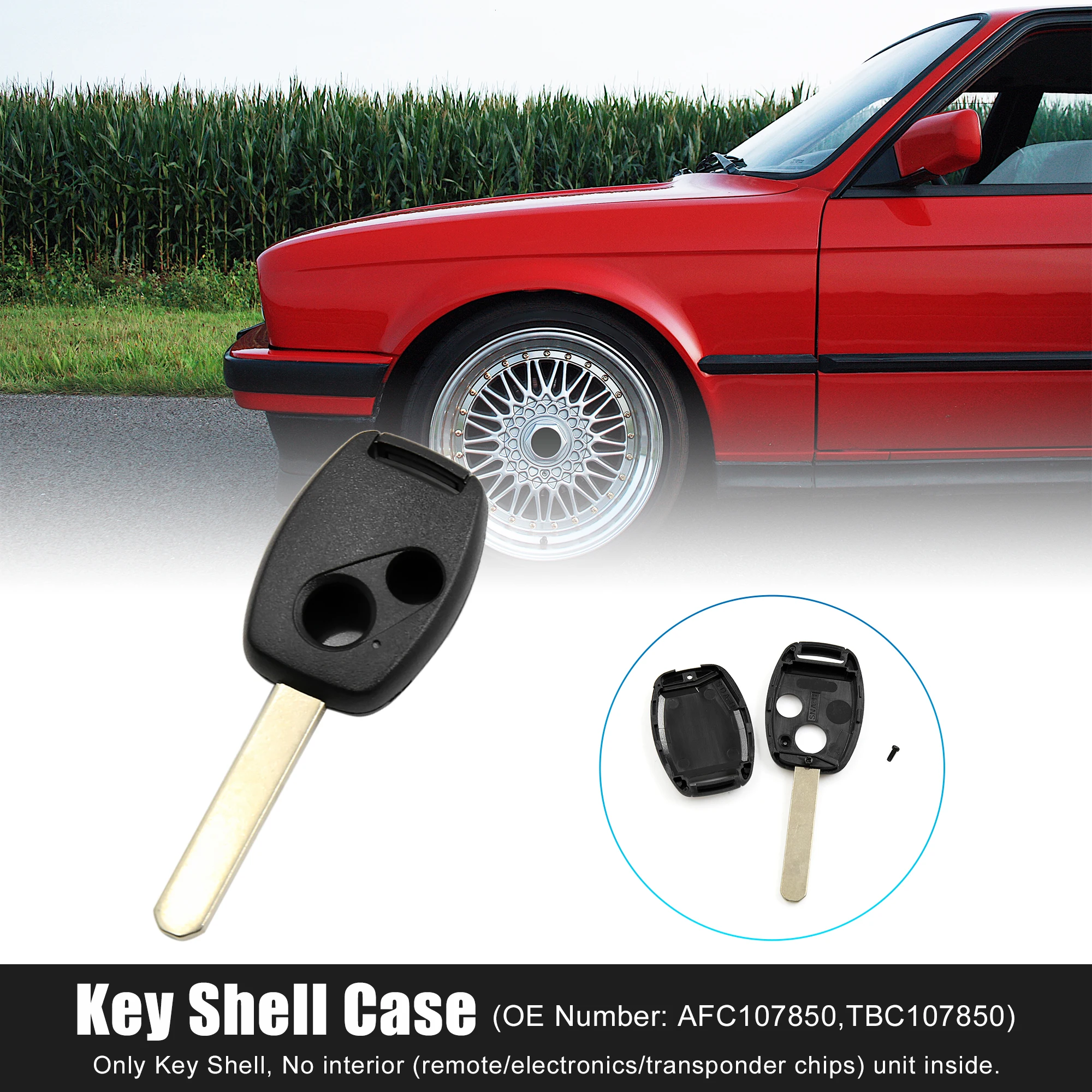 X Autohaux Car Remote Uncut Key Fob Shell Case 2 Buttons Cover Tools AFC107850 for Honda Civic Accord CR-V Pilot Fit Accessories