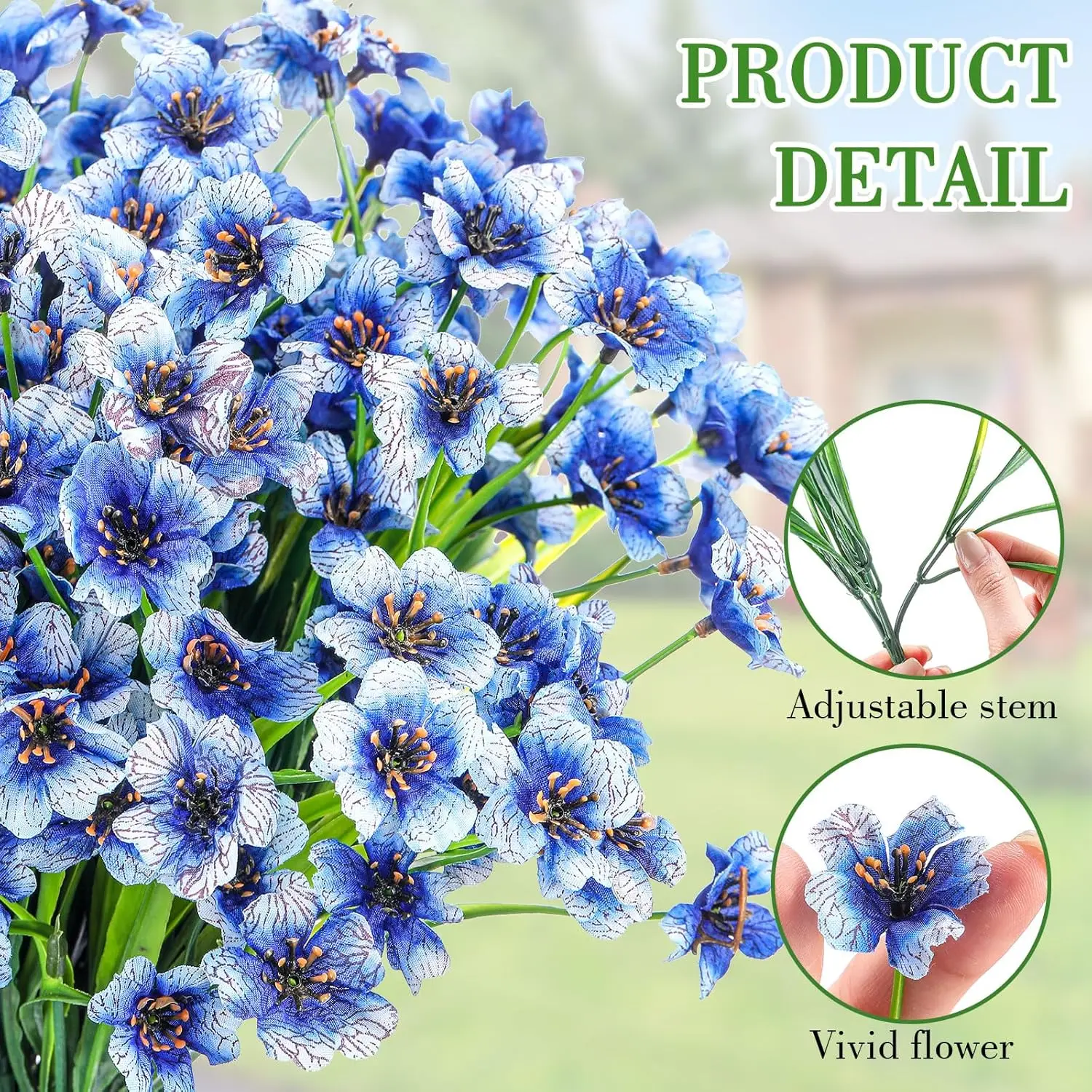 

24 Pcs Artificial Flowers for Outdoor UV Resistant Fake Artificial Plants Flowers No Fade Faux Realistic Flowers for Spring Ind