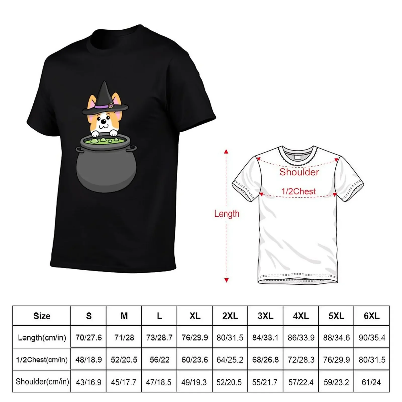 Corgi Wizard Witch Cauldron Potion T-Shirt graphic tee shirt anime mens designer t shirt