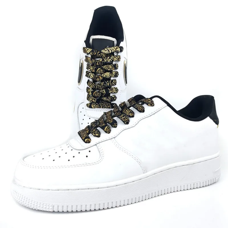 Flache Schnürsenkel, Cashew-Blumen-Schnürsenkel für Sneakers, Vergoldung, handbemalt, für Sport, Freizeit, Basketball, Tennis, Schnürsenkel, Schnürsenkel – Detail 11