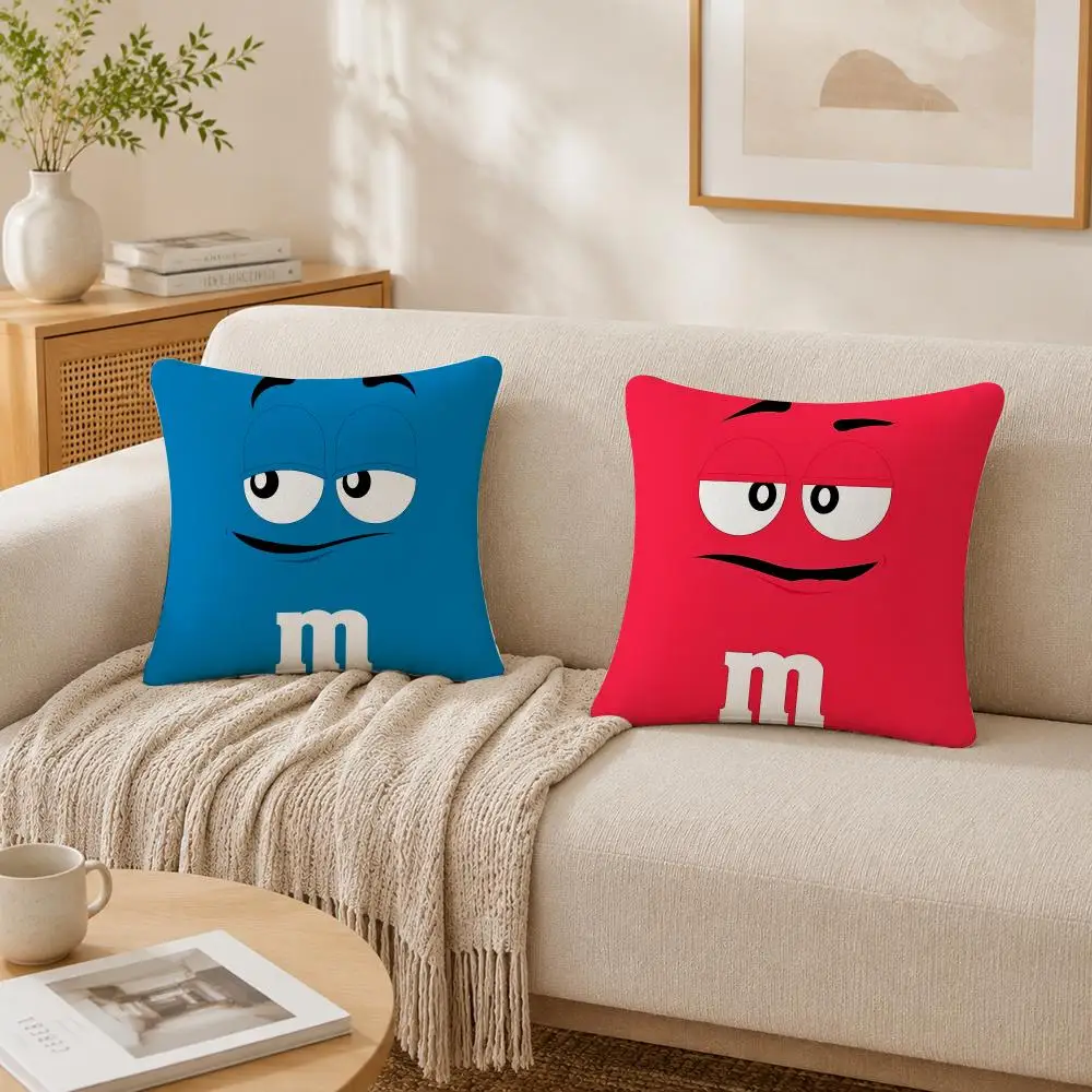 Chocolate M-M&M'S Cushion Cover Plush Decorative Pillow Case With Hidden Zipper Fashion Room Decor For Home