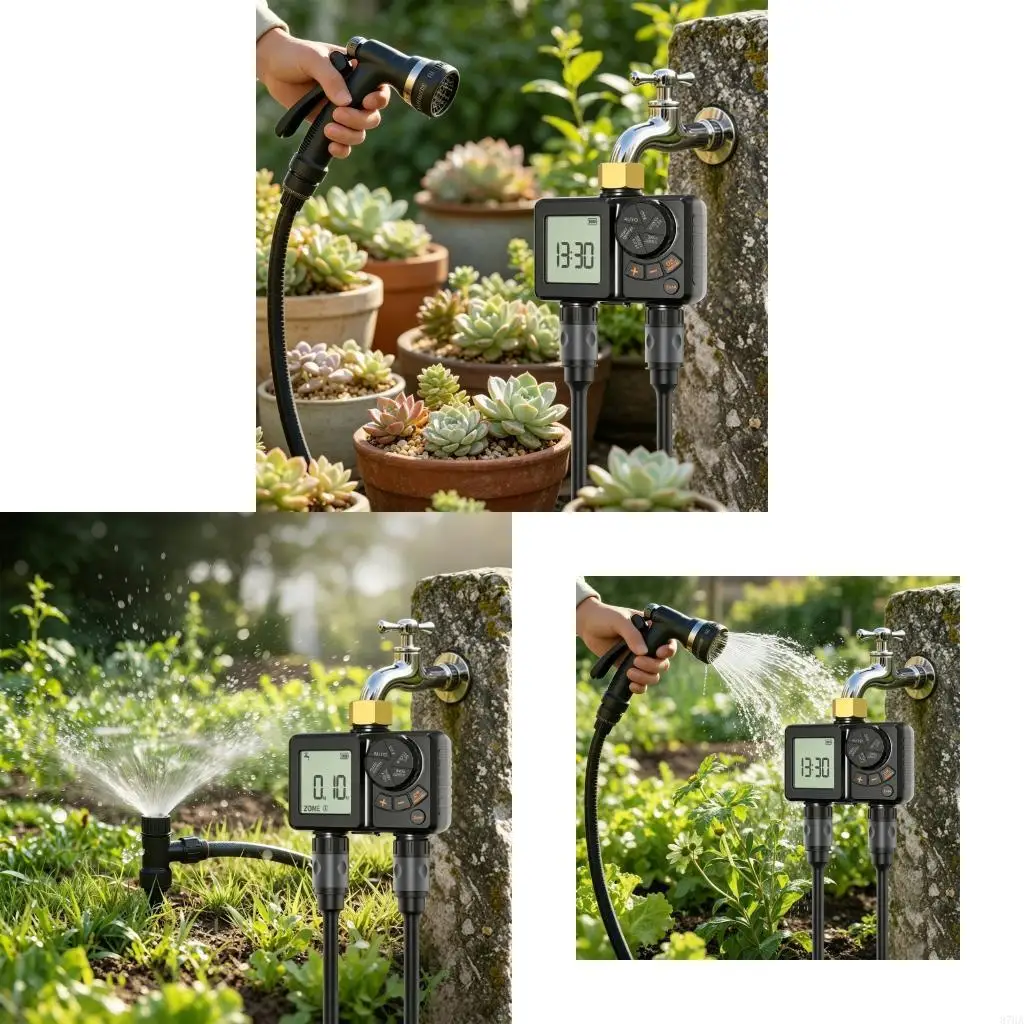 Two Zone Water Controller Featuring Rechargeable Energy Supply And USB Type C Port For Garden Irrigation 87HA