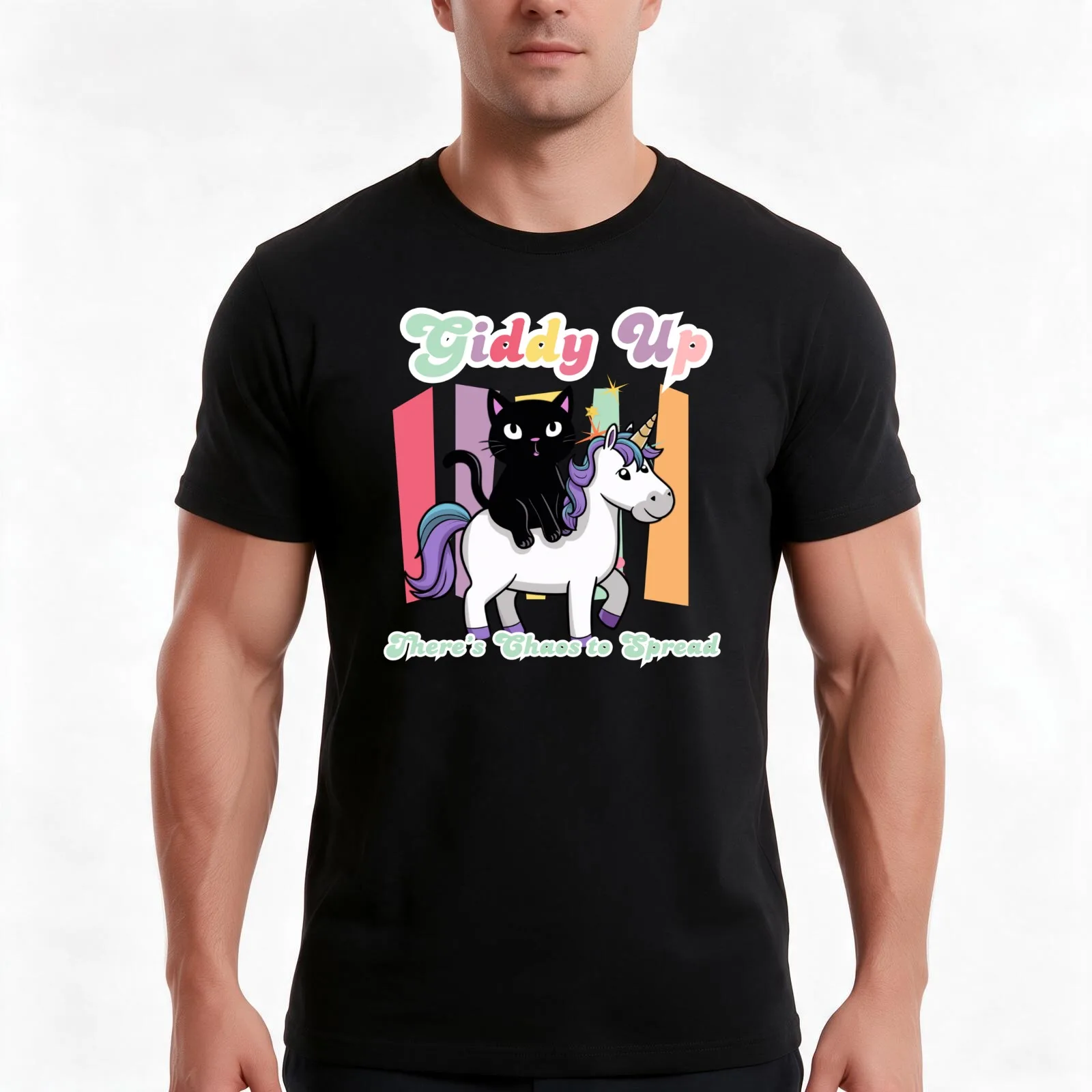 Giddy up! There’s chaos to spread T-Shirt Summer Casual Cotton Tee Oversized Streetwear Tops Vintage Graphic Print