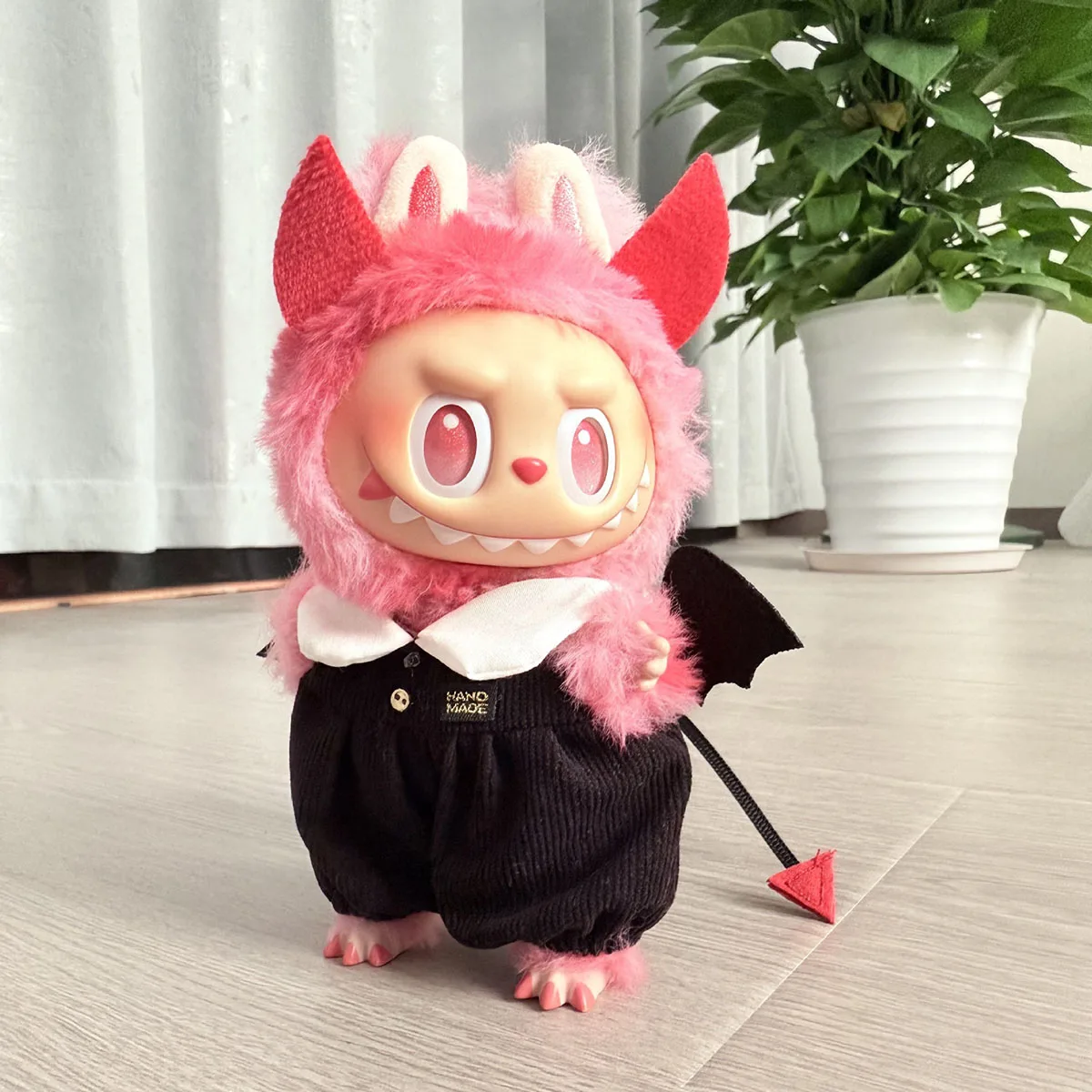Mini Plush Doll Clothes Devil Clothes For Labubu&Cotton Doll Elf Wing Tail Horn Headwear Halloween Costume Accessory