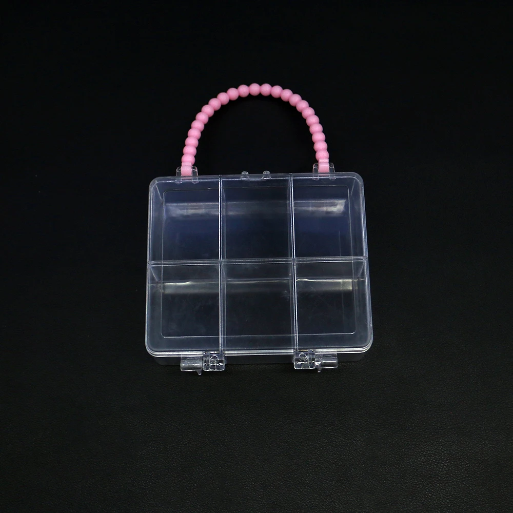 حقيبة يد على شكل صناديق تغليف المجوهرات الشفافة 6 خلايا منظم حافظة مقسمة 1 قطعة لأداة تخزين ملحقات الخرز الصغيرة