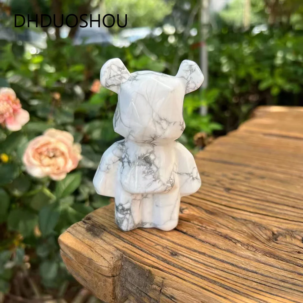 

Customized Natural Crystal Bear Howlite Animal Figurine Carving Statuette Ornament Spiritual Healing Home Decor Kids Gift